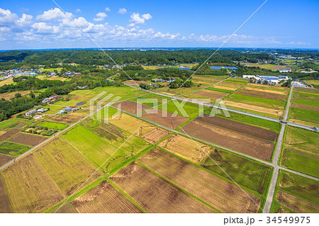 睦沢町上之郷　長楽寺付近を空撮 34549975