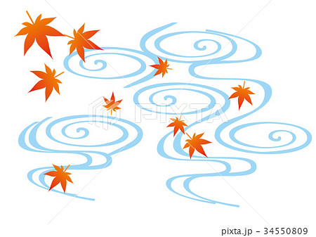 赤い紅葉と波  34550809