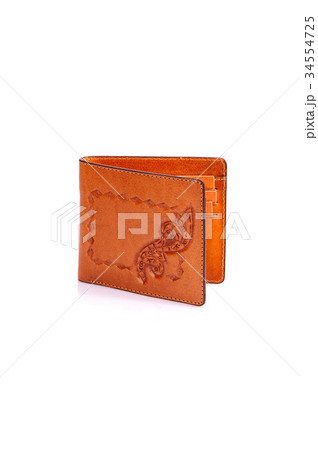 One leather purse on a white background 34554725