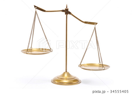 Gold brass balance scale 34555405