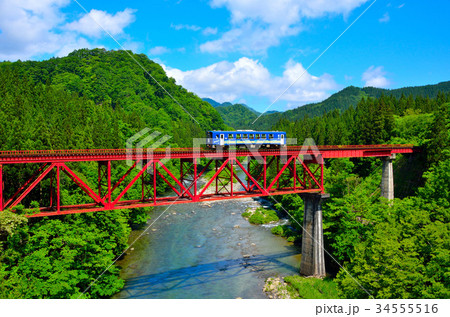 秋田内陸線　大又川橋梁 34555516