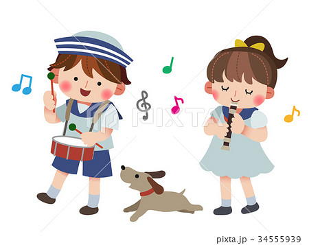 男の子　女の子　楽器② 34555939