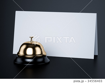 Reception bell golden with card 34556403