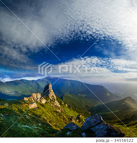 Beautiful sunny day is in mountain landscape. 34556522
