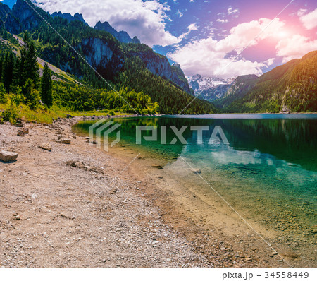 lake between mountains  34558449