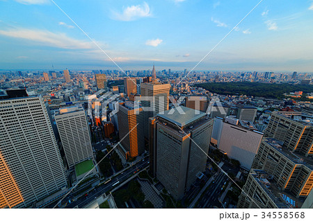 新宿副都心の都市風景 夕景 新宿副都心の都市風景 夕景 34558568