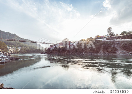Cityscape of Rishikesh at sunset 34558659
