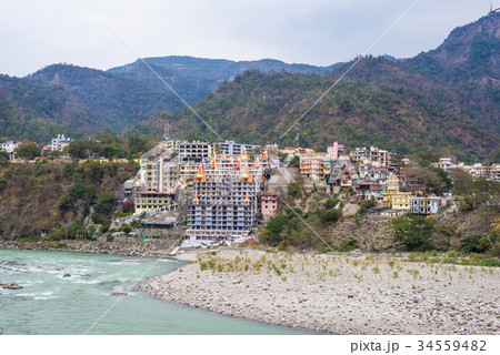 Cityscape of Rishikesh at sunset 34559482