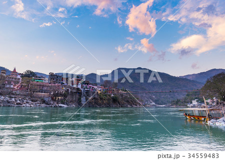 Cityscape of Rishikesh at sunset 34559483