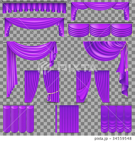 Luxury set of golden velvet silk curtains. EPS 10 34559548