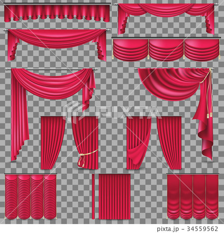 Luxury set of golden velvet silk curtains. EPS 10 Luxury set of golden velvet silk curtains. EPS 10 34559562