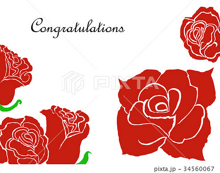 メッセージカード Congratulations 一言カード バラ イラストカードのイラスト素材