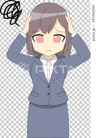 Woman suit hold head 34560095