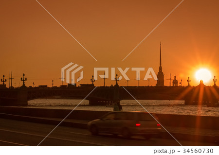 View of Neva with bridge and Peter and Paul 34560730