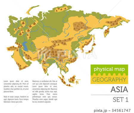 Flat Asia physical map constructor elements Flat Asia physical map constructor elements 34561747