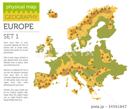 Flat Europe physical map constructor elements Flat Europe physical map constructor elements 34561847