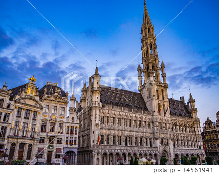 早朝のグラン・プラス　市庁舎 34561941