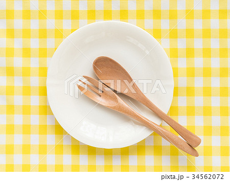 皿 カトラリー チェック柄 スプーン フォーク 木製 皿 カトラリー チェック柄 スプーン フォーク 木製 34562072