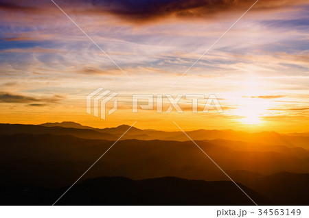 blue color of mountains during sunset blue color of mountains during sunset 34563149