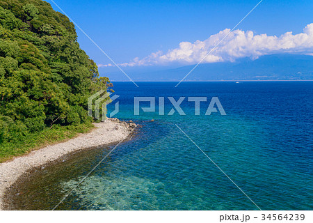 静岡県 伊豆の青い海の写真素材