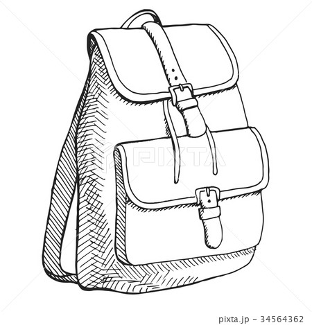 Sketch of a rucksack.Backpack  on white background 34564362