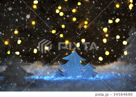Wooden Christmas Tree With Snow, Lights, Snowflake Wooden Christmas Tree With Snow, Lights, Snowflake 34564690