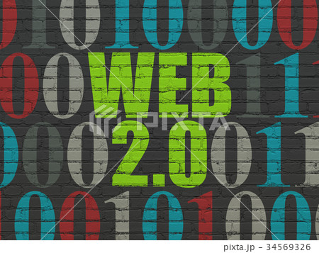 Web development concept: Web 2.0 on wall 34569326
