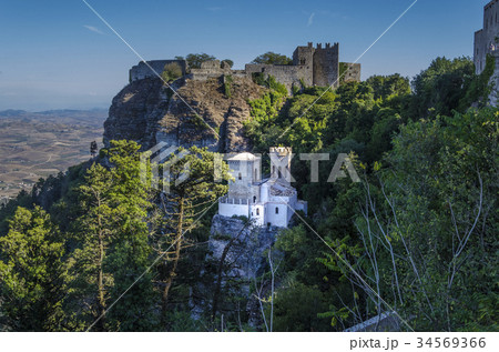 View to the plain from the city of Erice and Tower 34569366