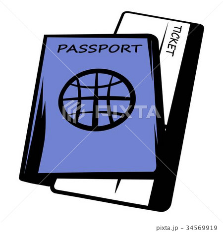 Passport with tickets icon cartoon Passport with tickets icon cartoon 34569919