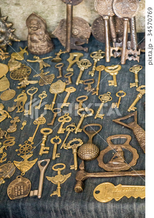 Retro styled golden color keys Retro styled golden color keys 34570769