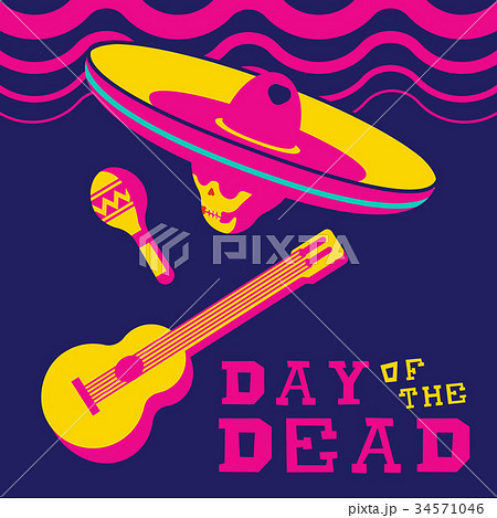 Happy day of the dead mariachi sugar skull design 34571046