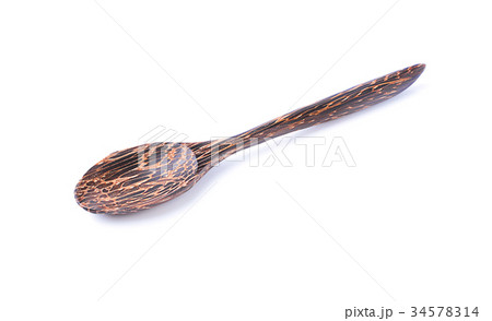 Wooden spoon on White background 34578314