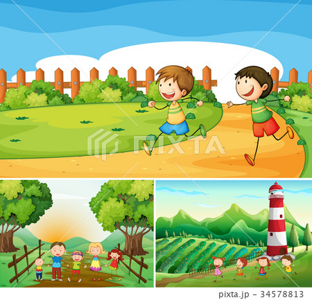 Farm scenes with happy children and family 34578813