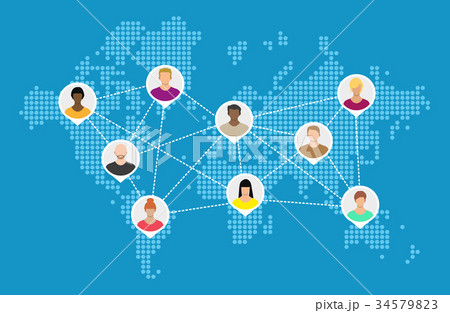 World map with people avatars. Social netwroking. 34579823