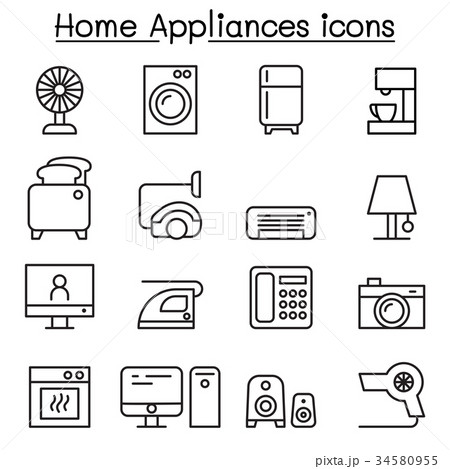 Appliance icon set in thin line style Appliance icon set in thin line style 34580955