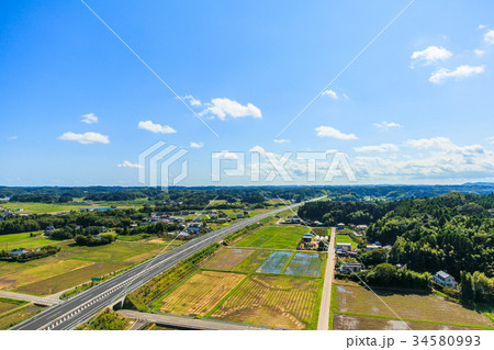 千葉県茂原市の圏央道付近を空撮 34580993