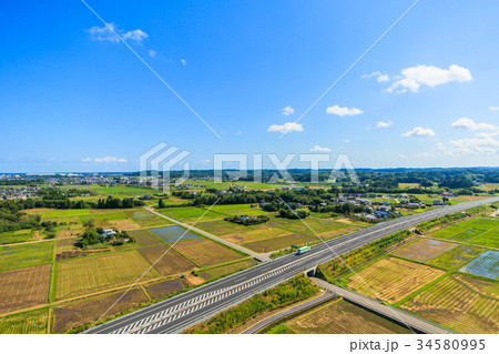 千葉県茂原市の圏央道付近を空撮 千葉県茂原市の圏央道付近を空撮 34580995