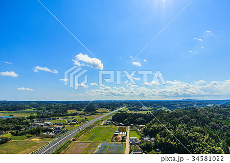 千葉県茂原市の圏央道付近を空撮 千葉県茂原市の圏央道付近を空撮 34581022