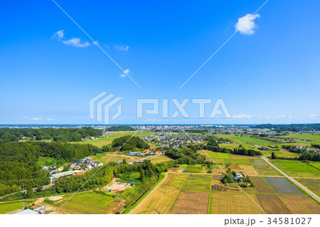 千葉県茂原市の圏央道付近を空撮 34581027