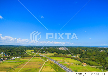 千葉県茂原市の圏央道付近を空撮 34581031