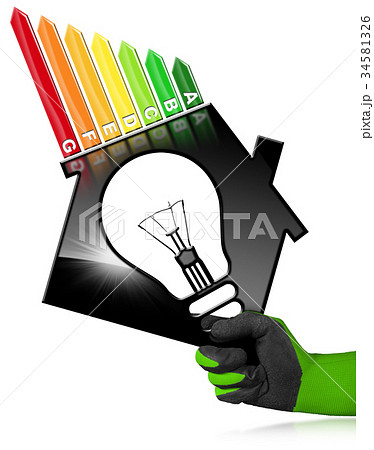 Energy Efficiency - Model House and Light Bulb Energy Efficiency - Model House and Light Bulb 34581326