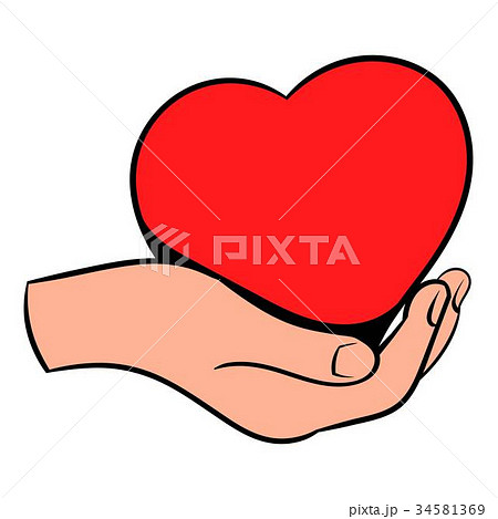 Red heart in hand icon, icon cartoon 34581369