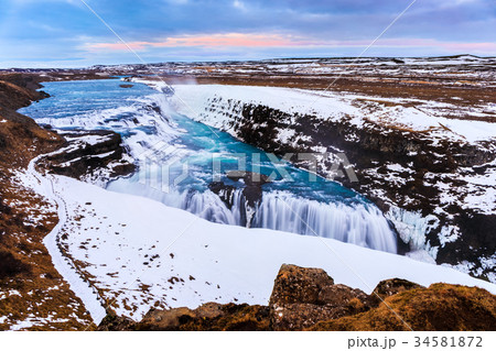 Gullfoss waterfall in Winter, Iceland 34581872