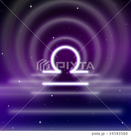 Astrology sign of Libra or scales with mystic aura 34583560