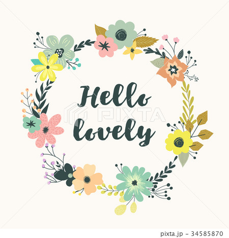 Vector wreath with pastel flowers. 34585870