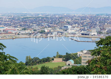 米子城跡からの眺望　米子港周辺 34586370