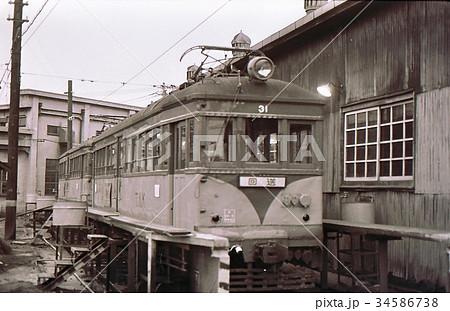 昭和44年 玉電 大橋車庫 東急玉川線 東京世田谷の写真素材 [34586738