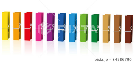 Clothes Pegs Neat Colored Sortiment Row 34586790
