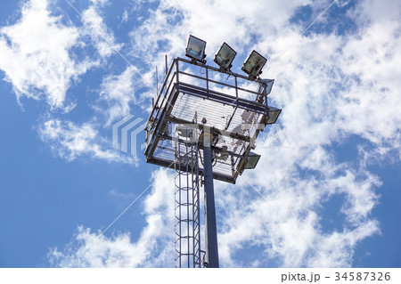 Stadium lighting pole light field at day bright Stadium lighting pole light field at day bright 34587326