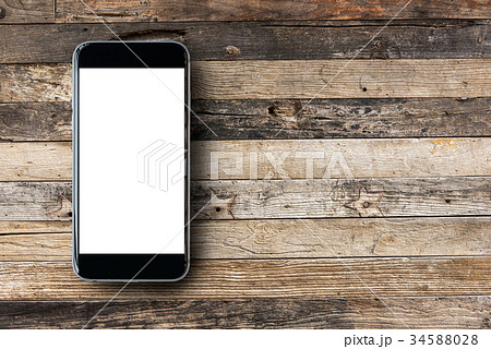 Flat lay Smartphone with blank white screen 34588028